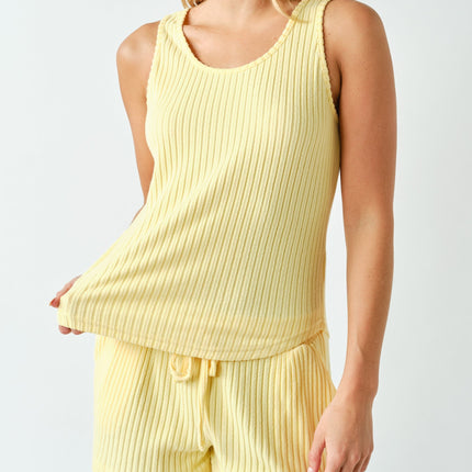 PRE-ORDER Yellow Glow Softcore Ribbed Lounge Tank Top - Shop Simply Apparel