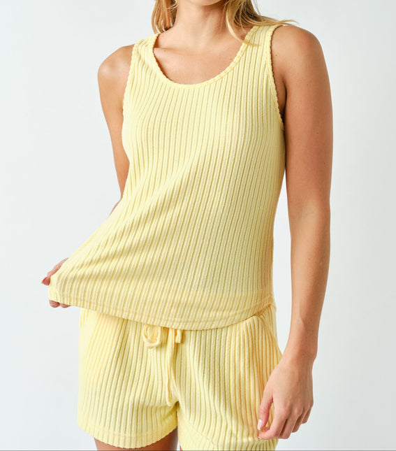 PRE-ORDER Yellow Glow Softcore Ribbed Lounge Tank Top - Shop Simply Apparel