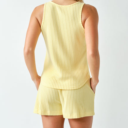 PRE-ORDER Yellow Glow Softcore Ribbed Lounge Tank Top - Shop Simply Apparel