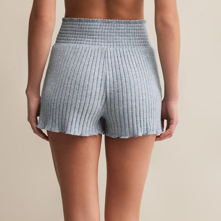 Light Denim Dawn Smocked Rib Pajama Short