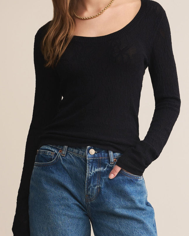 Black Tibi Scoop Mesh Sweater