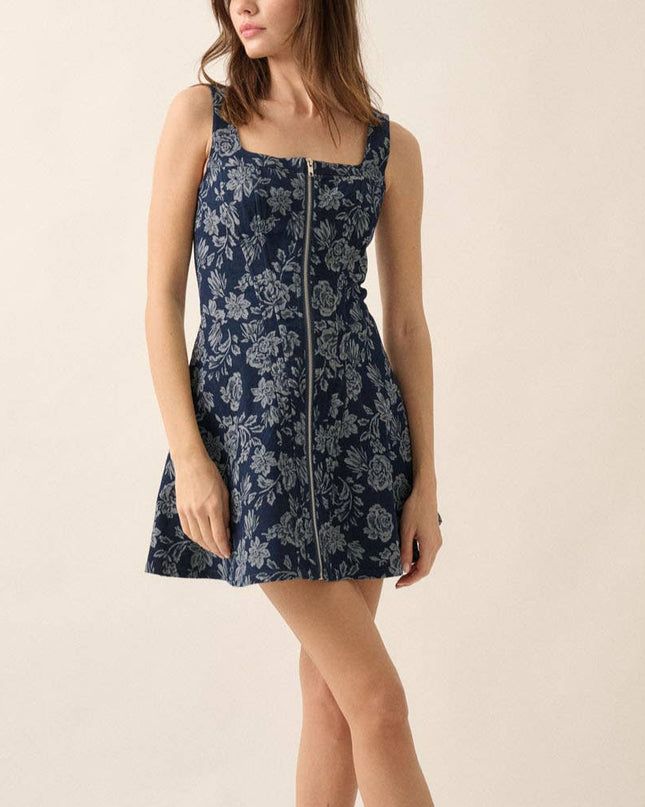 Zip Front Denim Dress