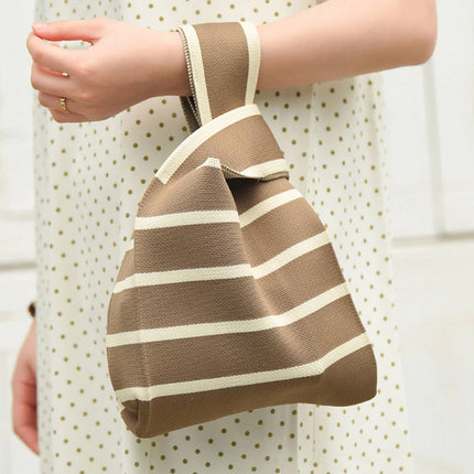 Stripe Print Knit Handbag - Shop Simply Apparel