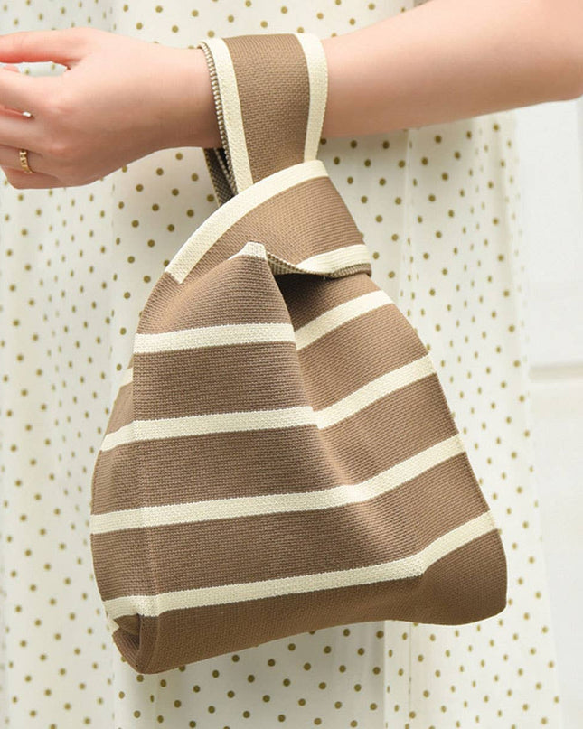 Stripe Print Knit Handbag - Shop Simply Apparel