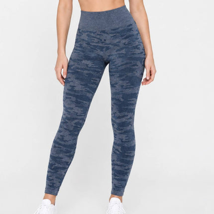 Navy Textured High Waist Leggings