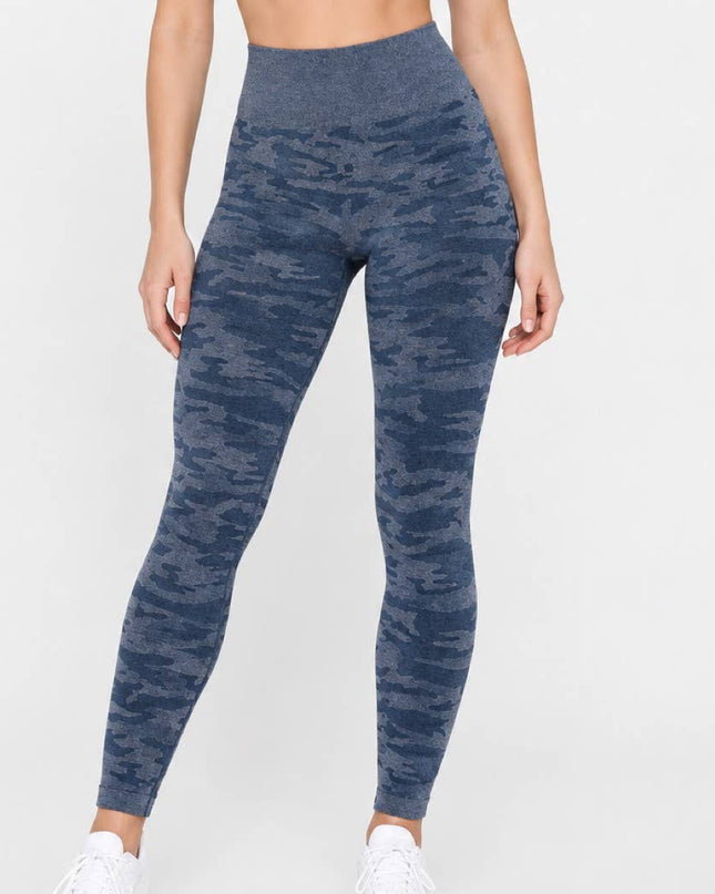 Navy Textured High Waist Leggings