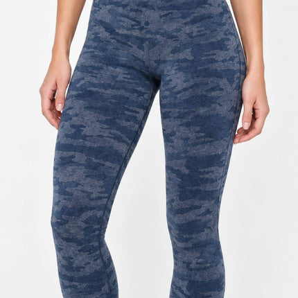 Navy Textured High Waist Leggings