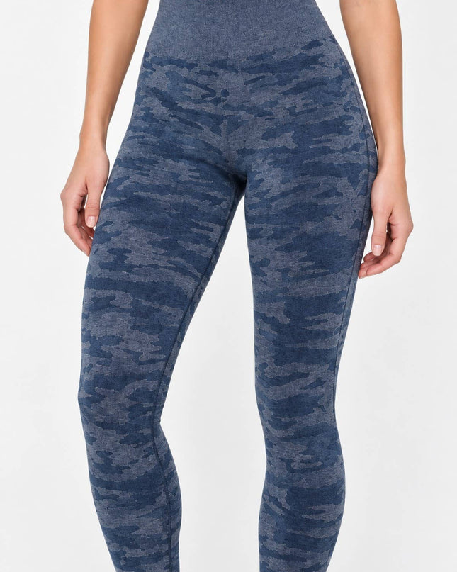 Navy Textured High Waist Leggings