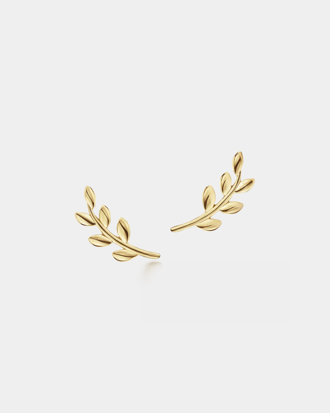 Tiny Small Leaf Climber Stud Earrings