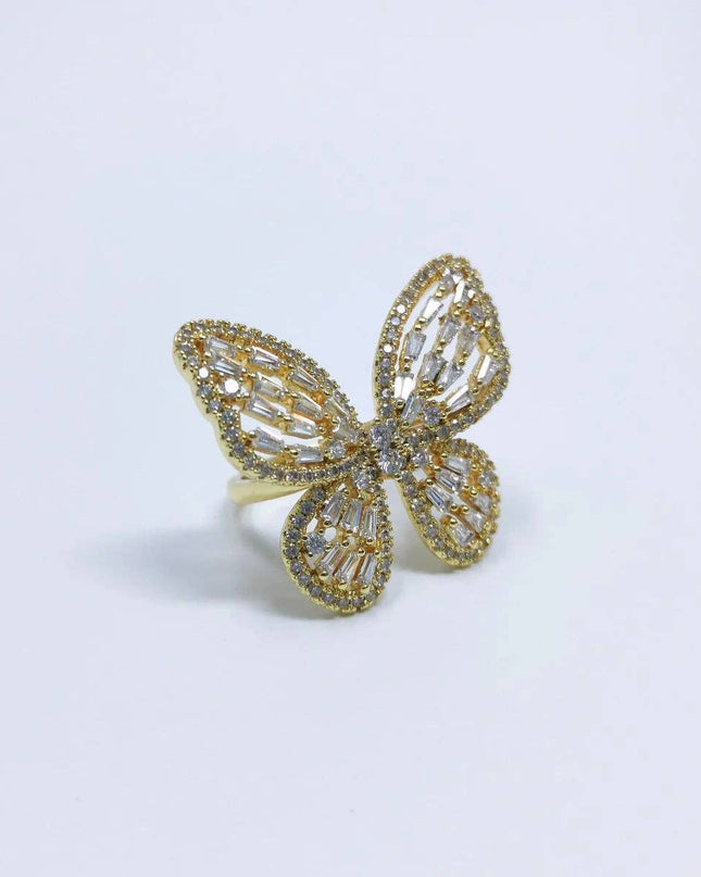 Butterfly Ring Baguette Diamond CZ