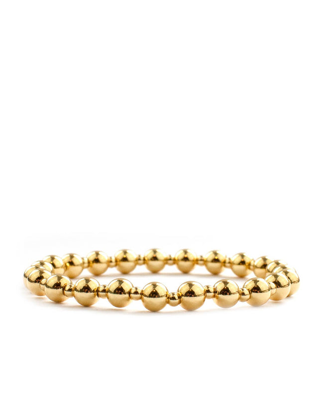 Gold Multi-Size Metal Beaded Stretch Bracelet