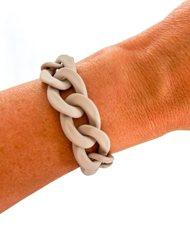 Matte Khaki Chunky Acrylic Chain Link Bracelet - Shop Simply Apparel