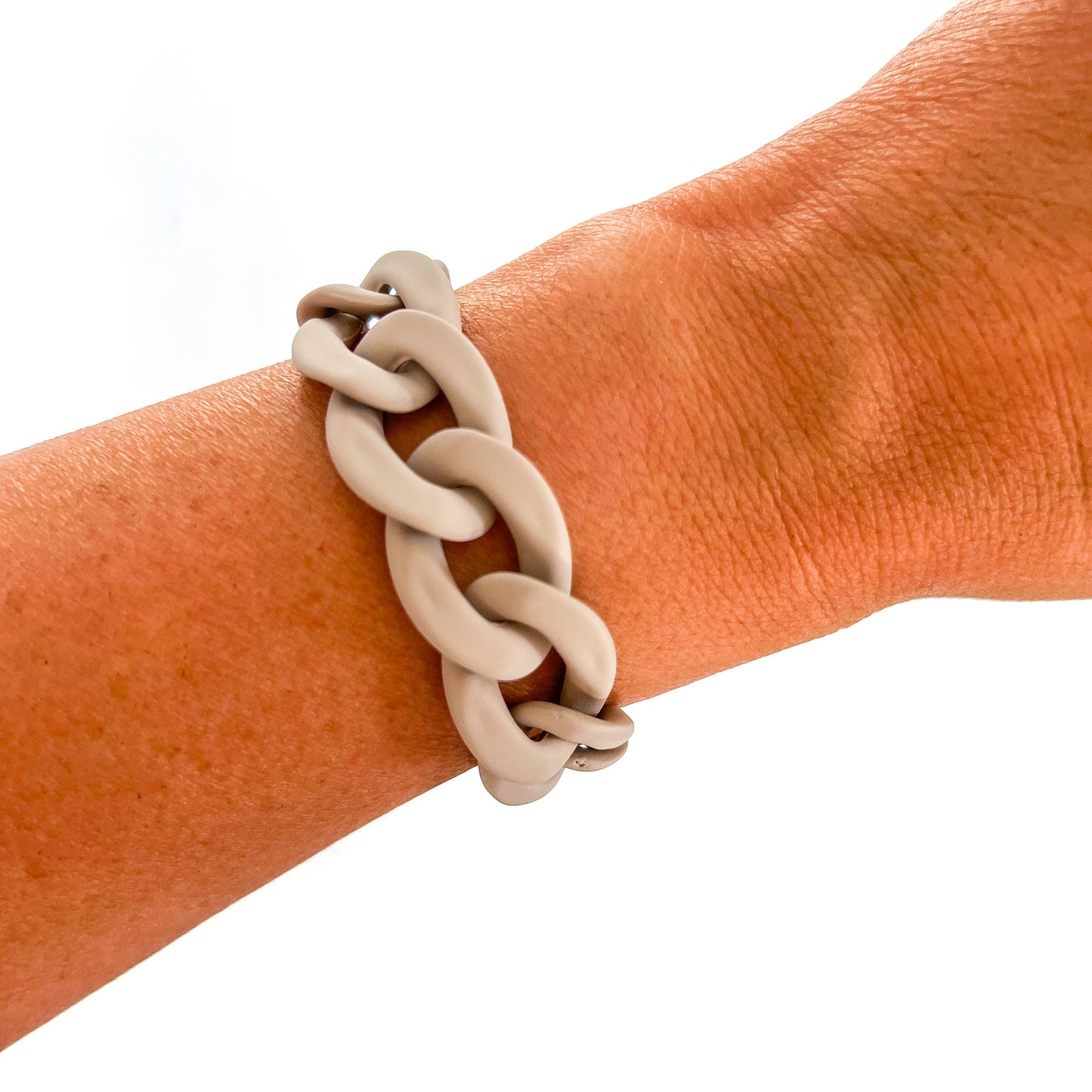 Matte Khaki Chunky Acrylic Chain Link Bracelet