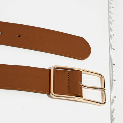 Brown Faux Leather Rectangle Cutout Buckle Belt - Shop Simply Apparel