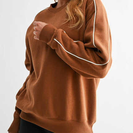 Side Stripe Fleece Crewneck - Shop Simply Apparel