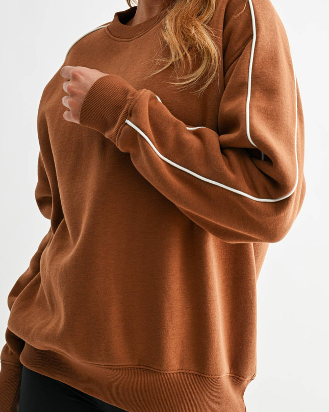 Side Stripe Fleece Crewneck - Shop Simply Apparel