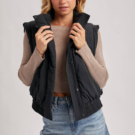 Black Bomber Style Puffer Vest - Shop Simply Apparel