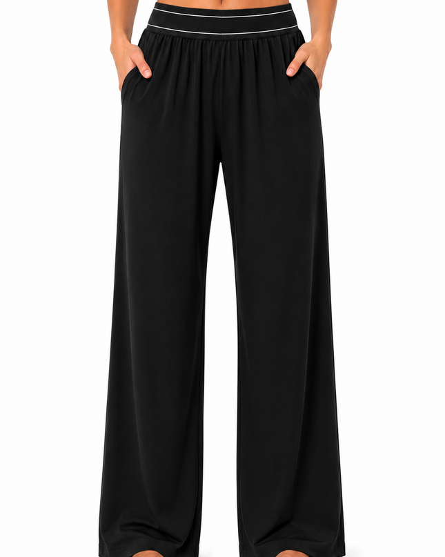 Black Casual Wide Leg Pants