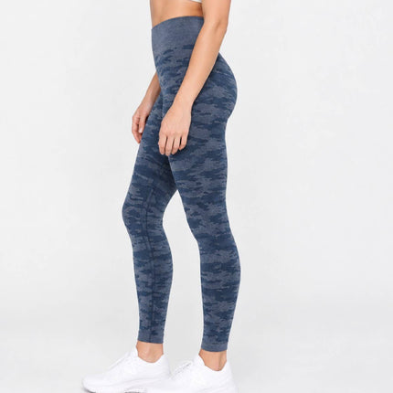 Navy Textured High Waist Leggings