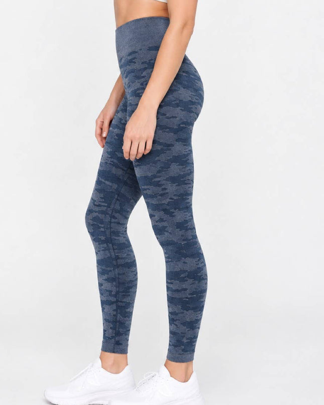 Navy Textured High Waist Leggings