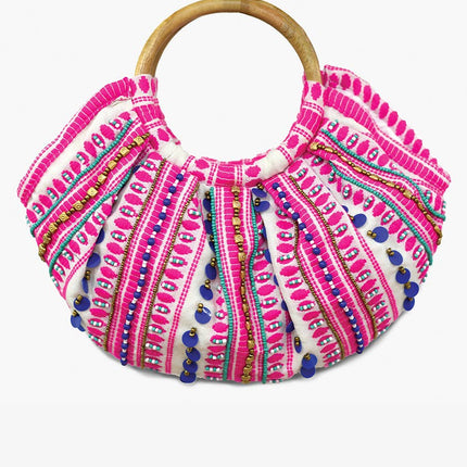 Dolores Round Satchel w/ Wooden Handles