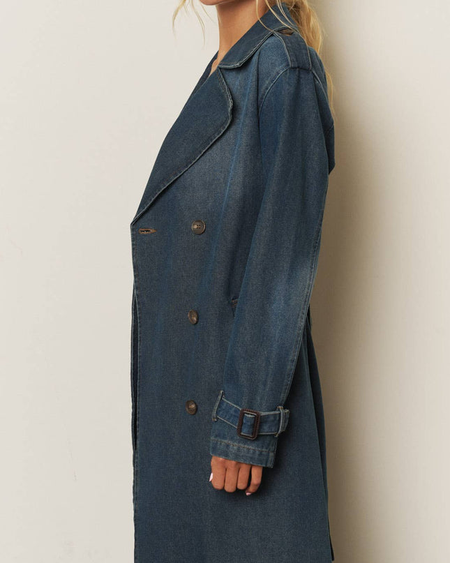 Pre-Order Denim Long Trench Coat