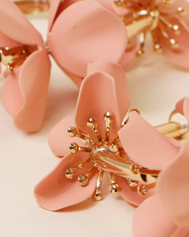 Pink Flower Hoop Earrings