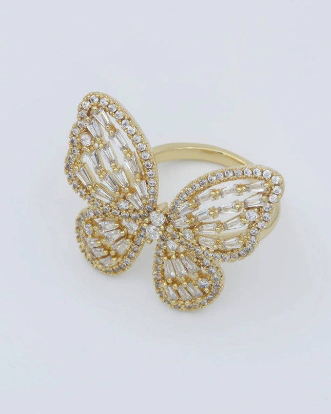 Butterfly Ring Baguette Diamond CZ