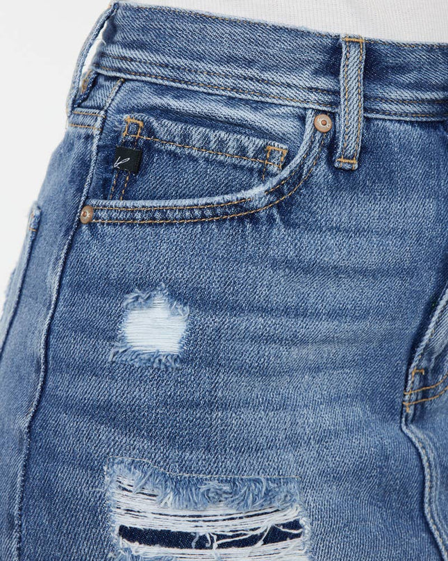 Distressed Denim A-line Mini Skirt - Shop Simply Apparel