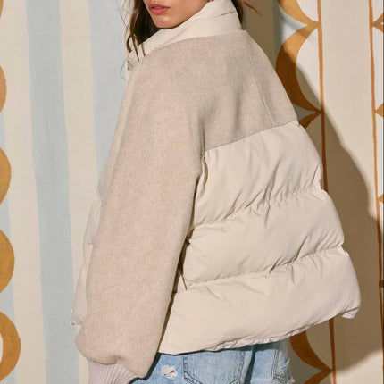 Taupe Oversized Puffer Jacket - Shop Simply Apparel