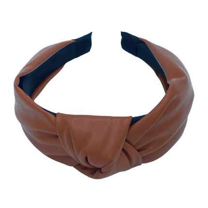 Brown Top Knot Leather Headband