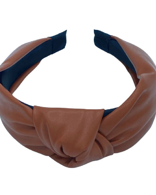 Brown Top Knot Leather Headband