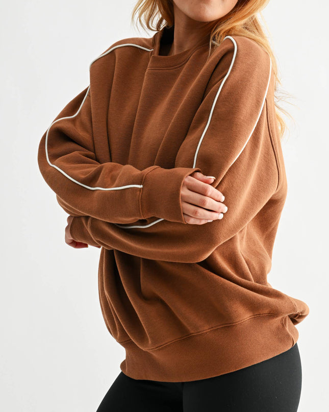 Side Stripe Fleece Crewneck - Shop Simply Apparel