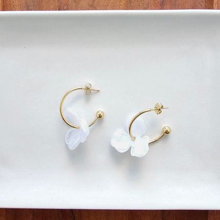 White Magnolia Hoops