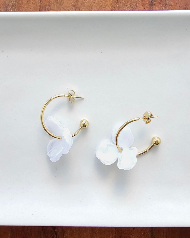 White Magnolia Hoops