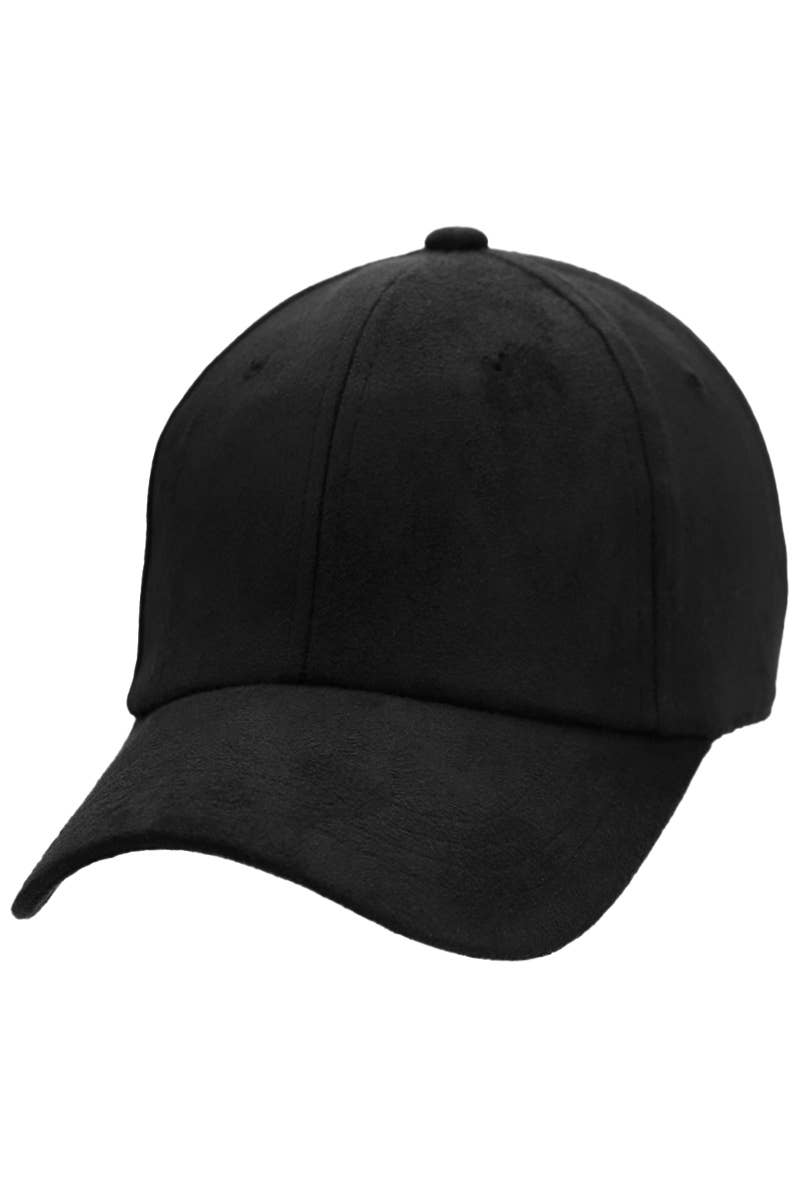 Black Premium Faux Suede Baseball Cap