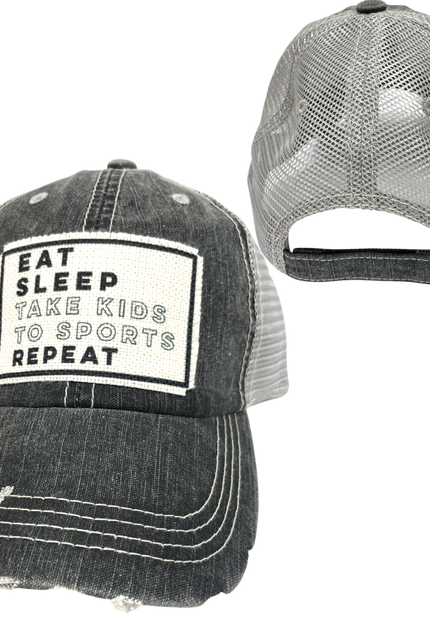 EAT SLEEP SPORTS BALL CAP | UNISEX HAT | DISTRESSED - Shop Simply Apparel