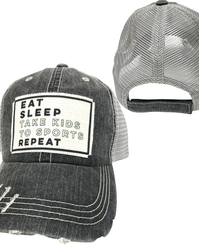 EAT SLEEP SPORTS BALL CAP | UNISEX HAT | DISTRESSED - Shop Simply Apparel