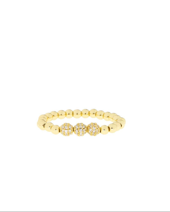 gold stretch ring with pave stones