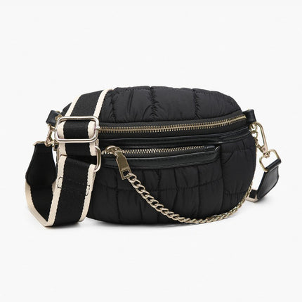 Black Quilted Nylon Belt Bag w/ Guitar Strap - Shop Simply Apparel