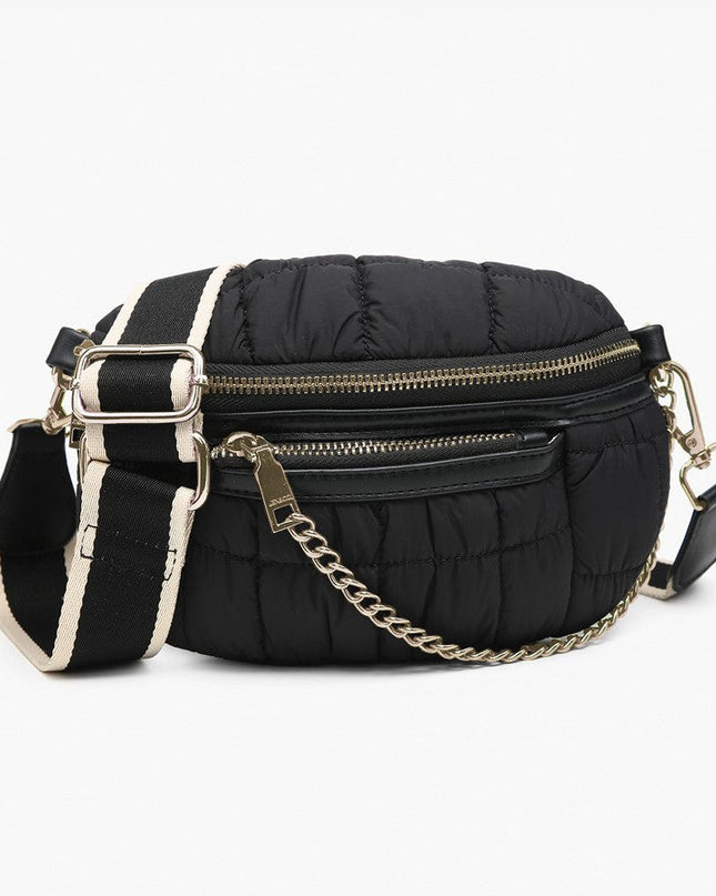 Black Quilted Nylon Belt Bag w/ Guitar Strap - Shop Simply Apparel