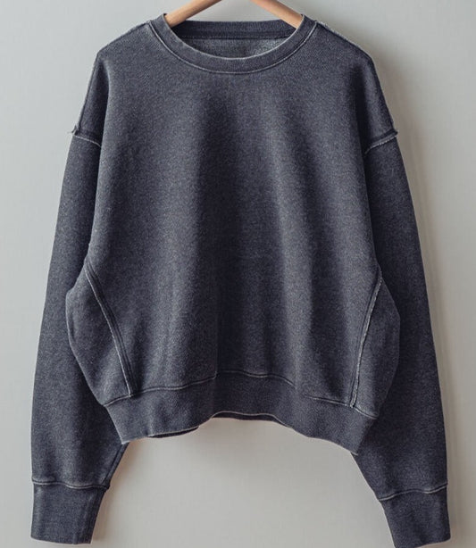 Washed Black Relaxed Fit Sweatshirt