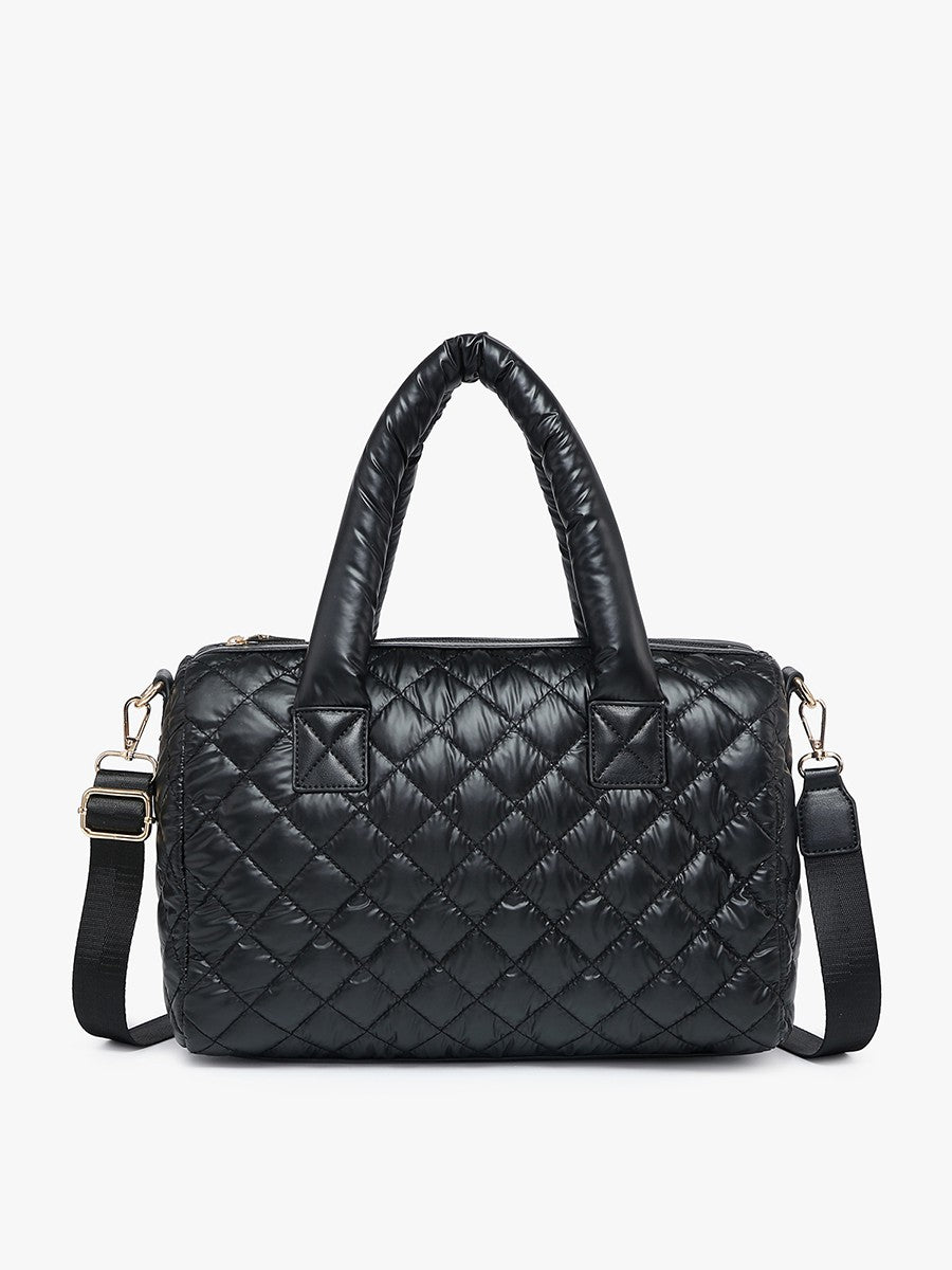 Black Quilted Nylon Satchel