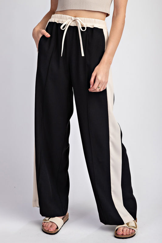 Black Striped Straight Leg Pants