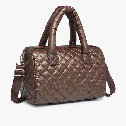 Brown Quilted Nylon Satchel - Shop Simply Apparel