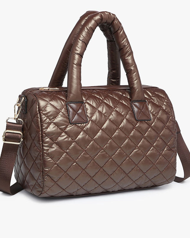 Brown Quilted Nylon Satchel - Shop Simply Apparel
