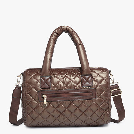 Brown Quilted Nylon Satchel - Shop Simply Apparel