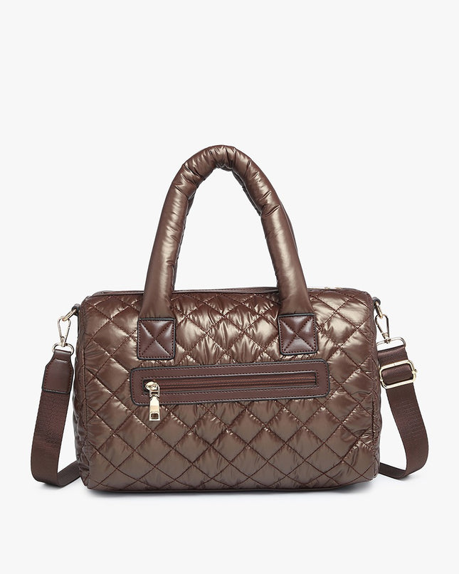 Brown Quilted Nylon Satchel - Shop Simply Apparel