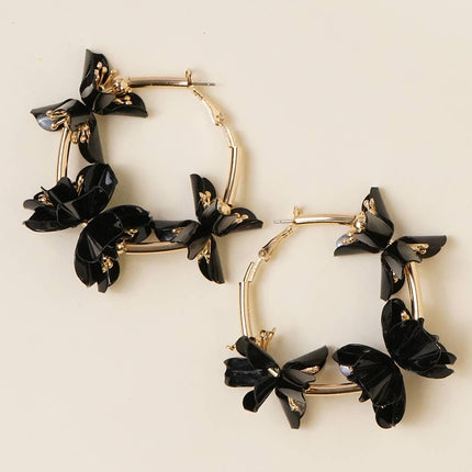 Black Flower Hoop Earrings - Shop Simply Apparel