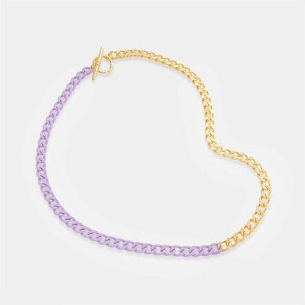 Lavender Half Enamel Chain Necklace